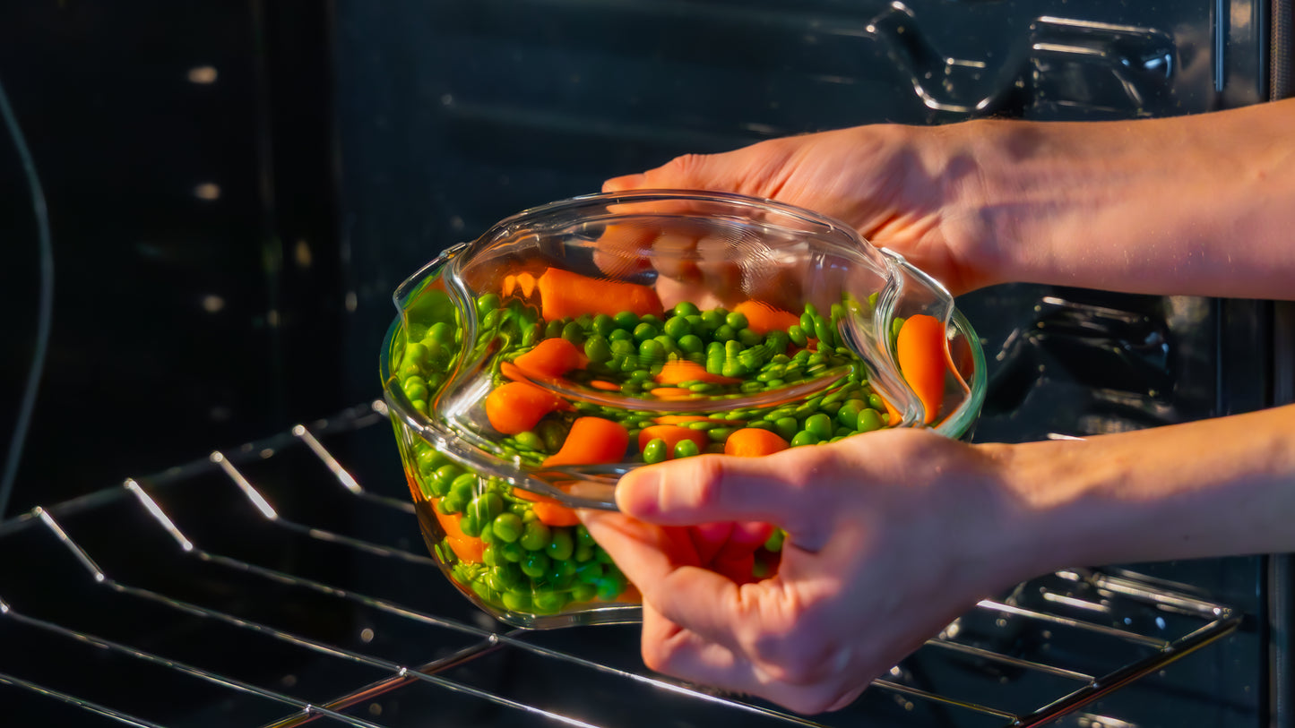 Glass Microwave Vegetable Steamer | 100% Glass, Oven-Safe, Plastic-Free, BPA-Free, and Silicone-Free