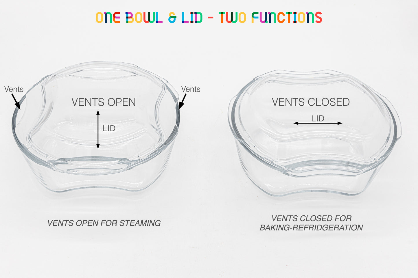 Glass Microwave Vegetable Steamer | 100% Glass, Oven-Safe, Plastic-Free, BPA-Free, and Silicone-Free