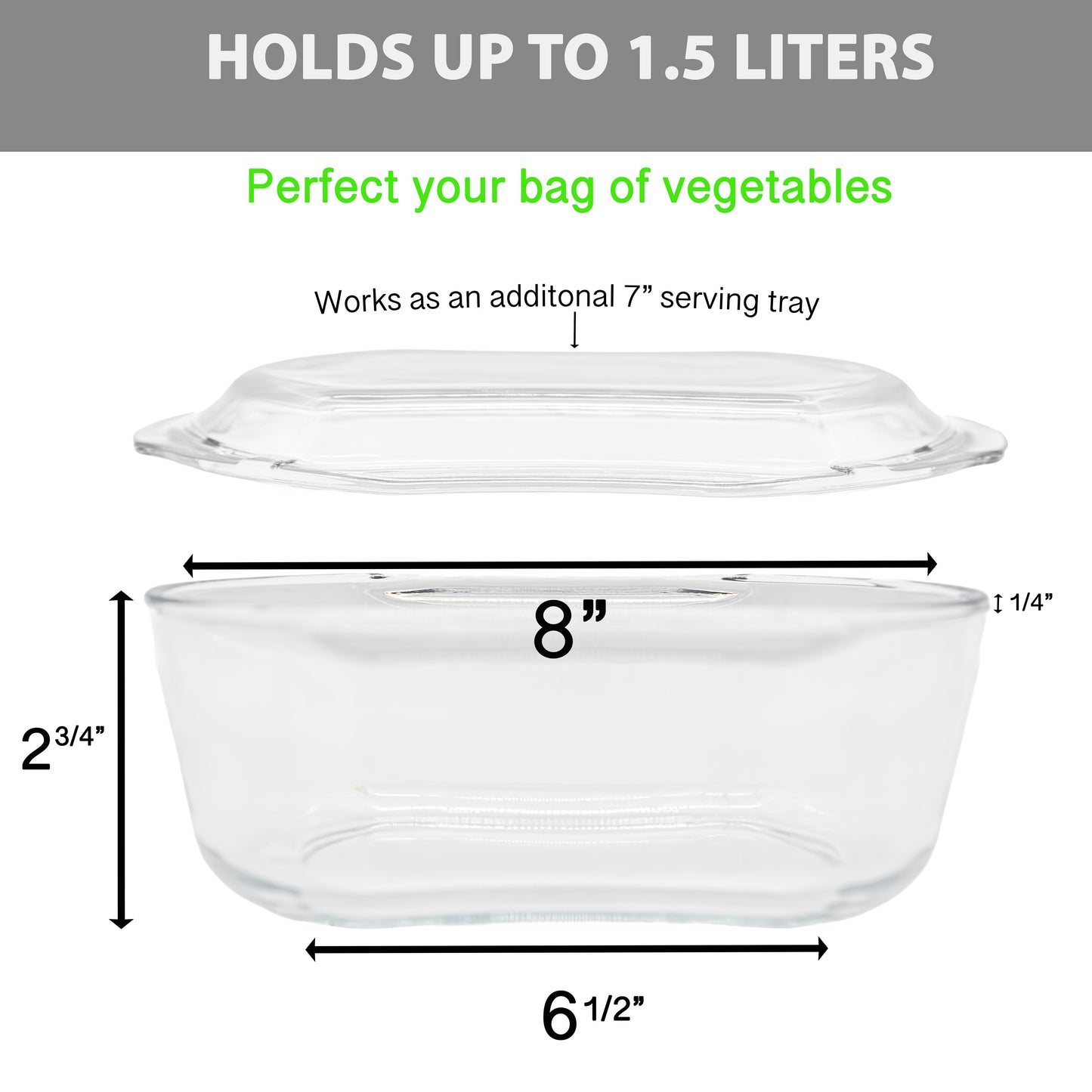Glass Microwave Vegetable Steamer & Casserole Oven Dish in One! | 100% Glass, Plastic-Free, BPA-Free, and Silicone-Free